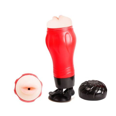 Мастурбатор-ротик Flora с 12 режимами вибрации и присоской (Цвет: красный с черным)