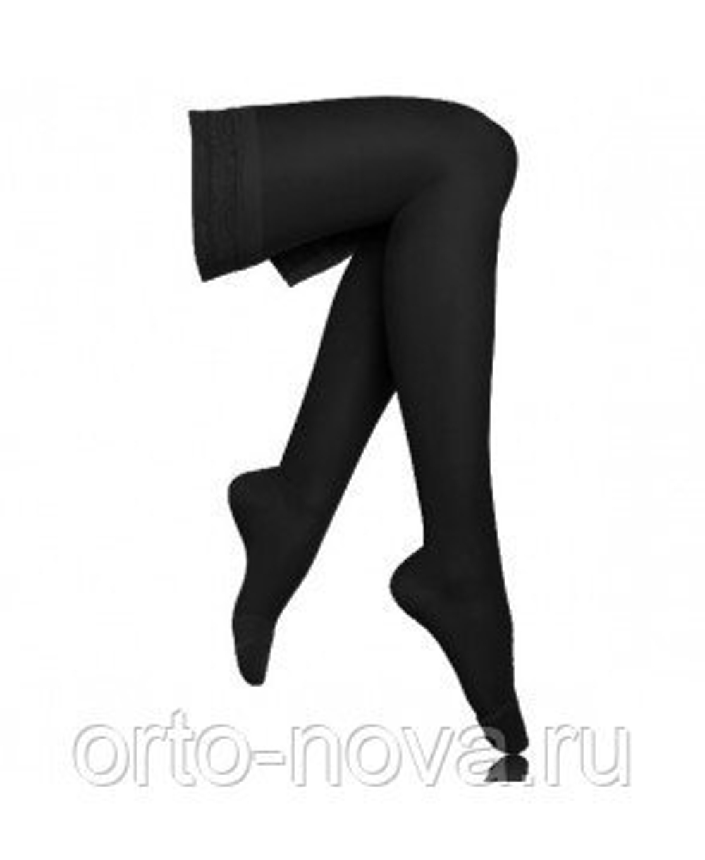 Чулки с кружевным верхом и силиконовой поддержкой компрессия 15-20 мм рт.ст