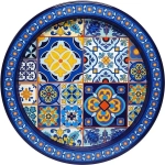 Поднос жестяной Времена года Круглый синий Ц-379х-01956