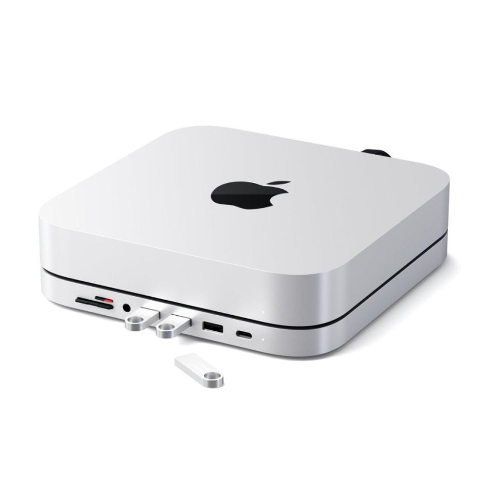 USB-Хаб-подставка Satechi для Mac mini (M1, M2 | 2020–2023) и Mac Studio (ST-ABHF) Подключение: встроенный кабель USB-C. Порты: USB-C, 3 USB-A 3.2 Gen 1, microSD, SD, разъём 3,5 мм