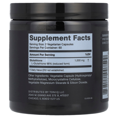 Toniiq, Глутатион, 120 капсул (500 мг на капсулу)