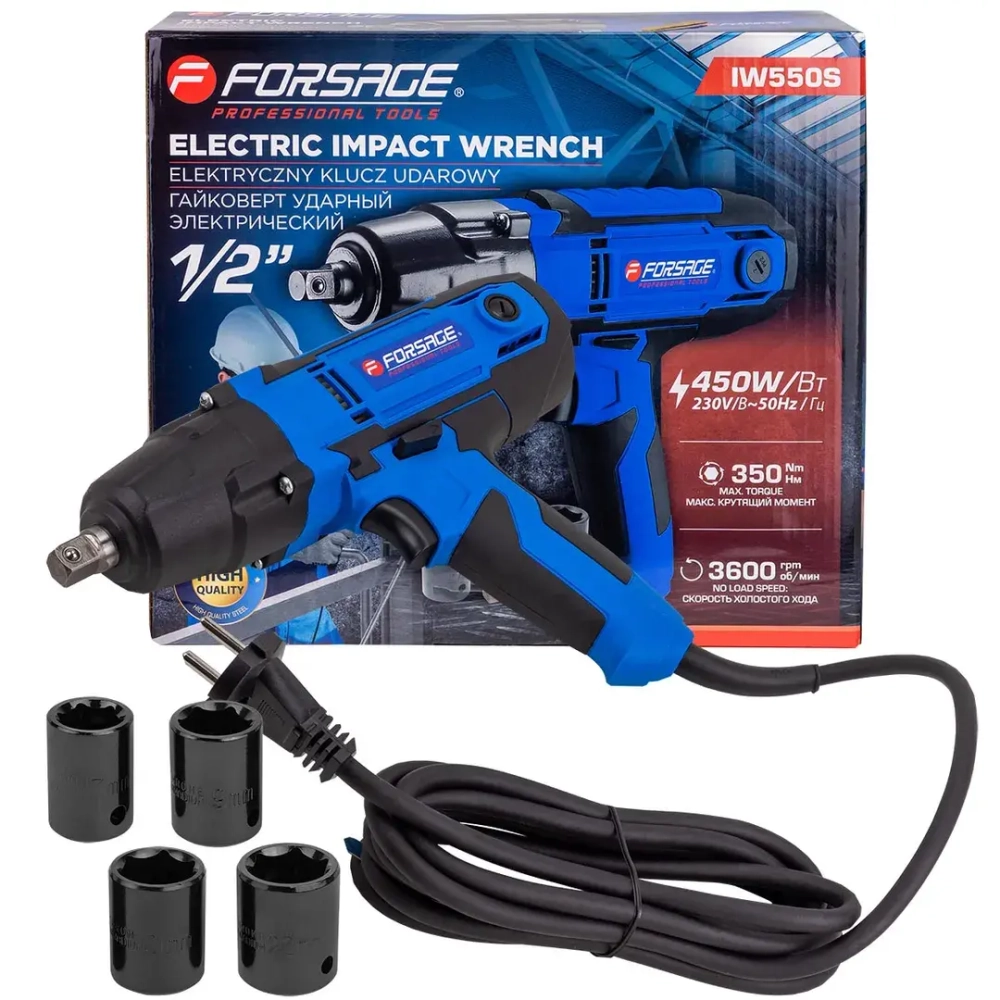 Гайковерт ударный электрический 1/2''450Вт Forsage F-IW550S