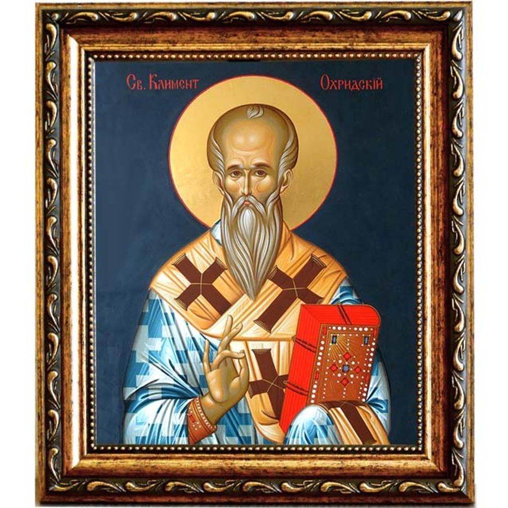 Климент, архиепископ Охридский, Величский (Болгарский) равноапостольный. Икона на холсте.