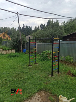 Монтаж уличной шведской стенки Sv Sport Рукоход (4 вертикальных столба)