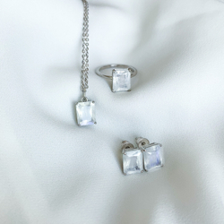 Серьги Сингапур с лунным камнем