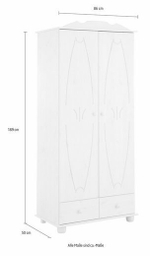 Шкаф Мелоди 2 двери, 2 ящика, деревянный