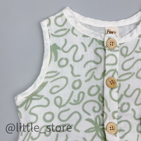 Песочник муслиновый Оливковый, с нагрудником