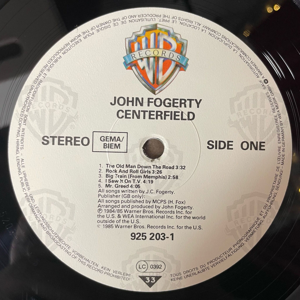 Винтажная виниловая пластинка LP John Fogerty, from Creedence Clearwater Revival, Centerfield (Germany 1985) The Old Man Down The Road
