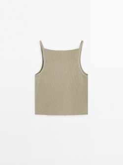 Massimo Dutti Топ в рубчик на бретелях, каменный