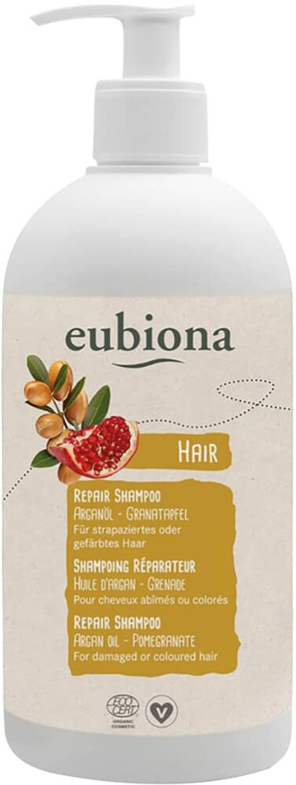 Восстанавливающий шампунь Eubiona с аргановым маслом и гранатом, 500 мл