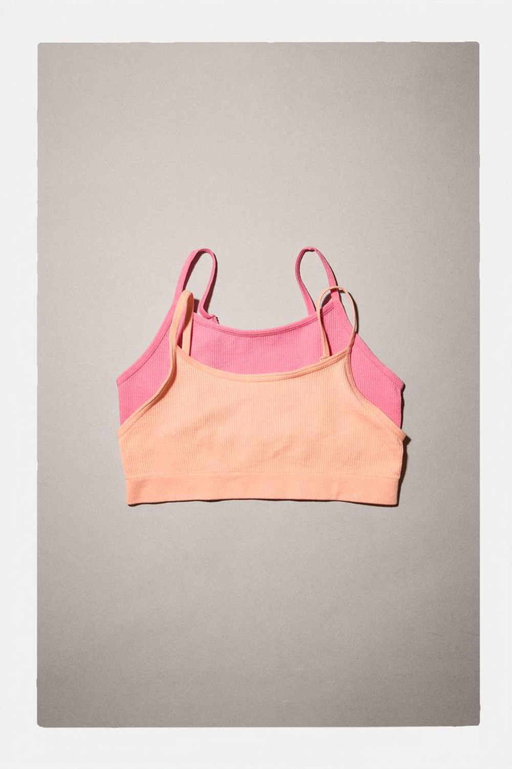 ZARA НАБОР ИЗ ДВУХ ТОПОВ SEAMLESS, МАНДАРИНОВЫЙ