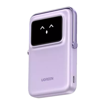 Внешний аккумулятор MagSafe с подставкой Ugreen Uno (Qi2) (10000 мА·ч) (PB764) Беспроводная зарядка: Qi 15 Вт. Проводная зарядка: USB-C. Сертификация Qi2. Есть дисплей и поддержка PD. Энергоёмкость — 36 Вт·ч. Максимальная выходная мощность — 20 Вт