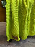 Вязаный плед "Косы" 110х170см (нежно-зеленый)