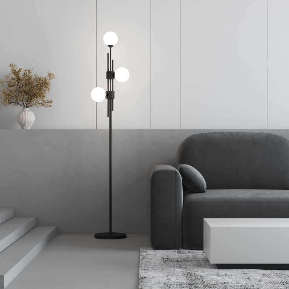 Напольный светильник со стеклянными плафонами 01383/3 черный