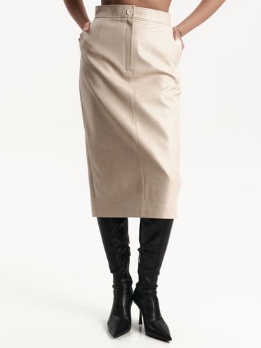 Юбка экокожа в молочном цвете