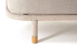 "Верона" диван 3-местный плетеный из роупа, каркас алюминий белый муар, роуп бежевый круглый, ткань бежевая 15052