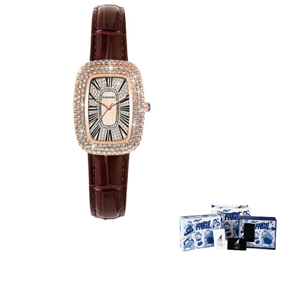 KANGOL Pigeon Egg Niche Classic Fashion Waterproof Quartz Movement Genuine Leather Strap Watch Women"s Watch