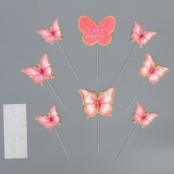 Топпер Бабочки, картон на подложке, с проволокой