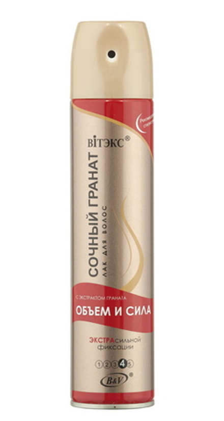 Лак для волос Объем и сила с экстрактом граната экстрасильной фиксации 300мл. ВИТЭКС