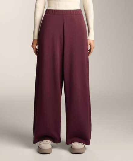 OYSHO Брюки-кокон с боковой складкой и начесом из модала, бордовый