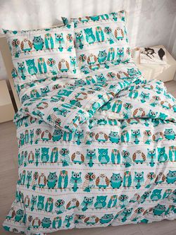 Пододеяльник перкаль Сказка "Совенок" евро на молнии 200x215 см