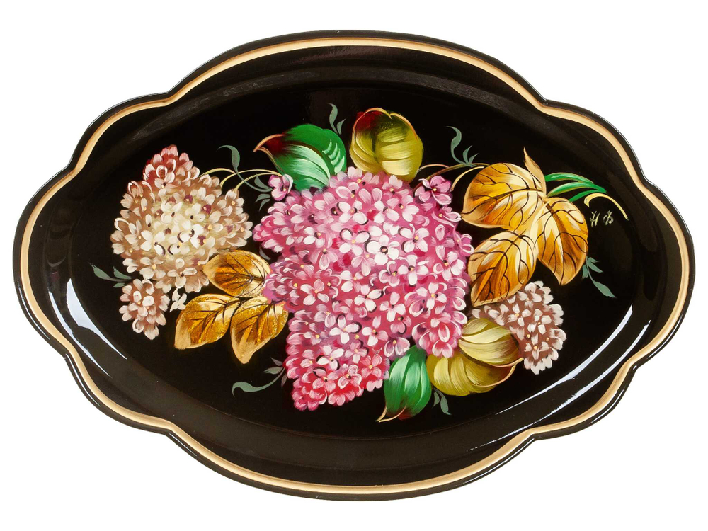 Жостовский поднос декоративный, размер 32х22 см (A11), металлический