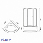 Душевой уголок с поддоном PARLY ZF90N (90х90х195)