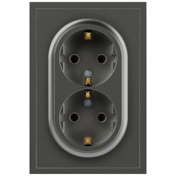 Розетка ЭРА Galaxy 15-2104-06 с заземлением двойная 2X2P+E Schuko 16А-250В IP20 графит | Эра Galaxy