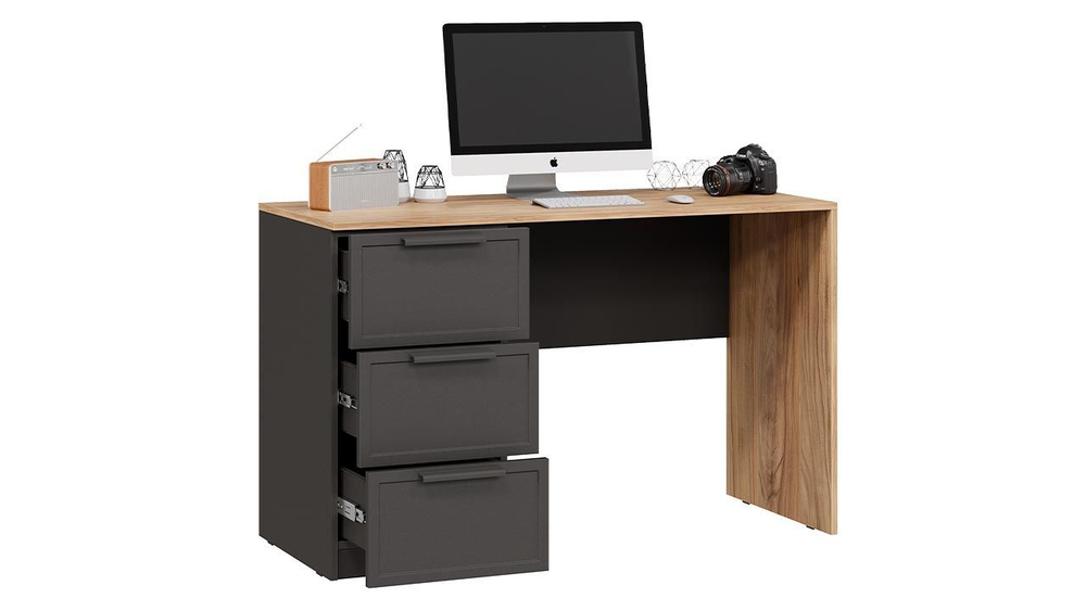 Стол письменный с ящиками Серый вулкан/Фон Серый/Яблоня Беллуно 120х50х75 см