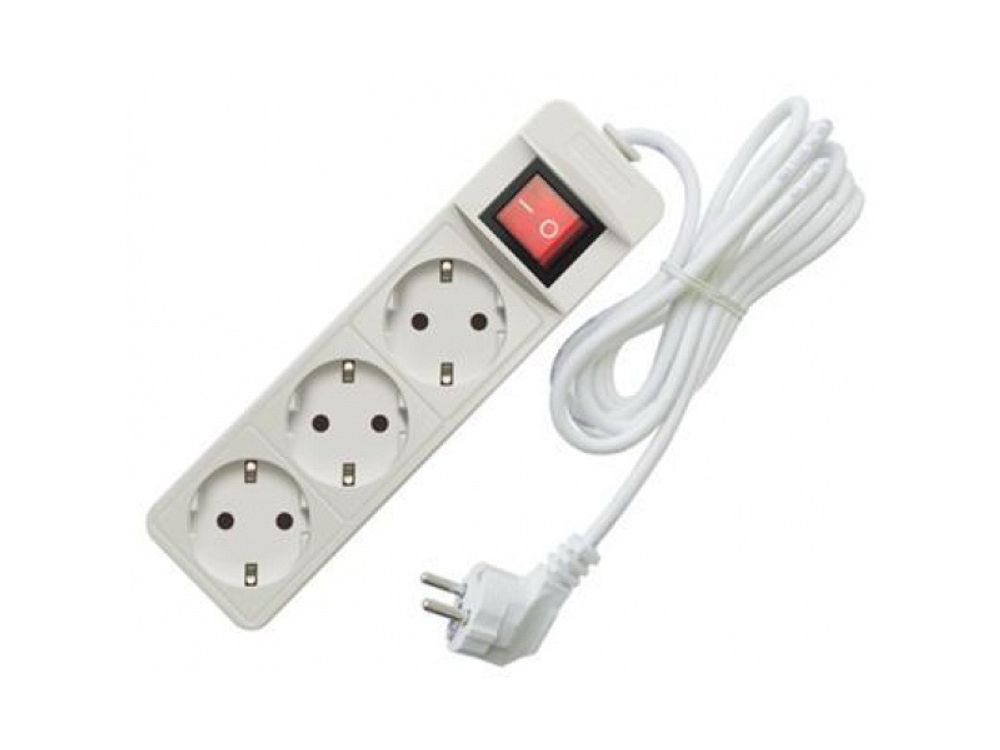 Удлинитель 1.5м, 3 гнезда, ПВС 3х0.75, с заземл.конт, с выключателем, СОЮЗ, 58770---