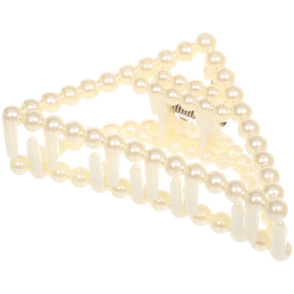 Заколка-краб для волос «Мон Пион», треугольник, цвет белый, 8см (Блистер)