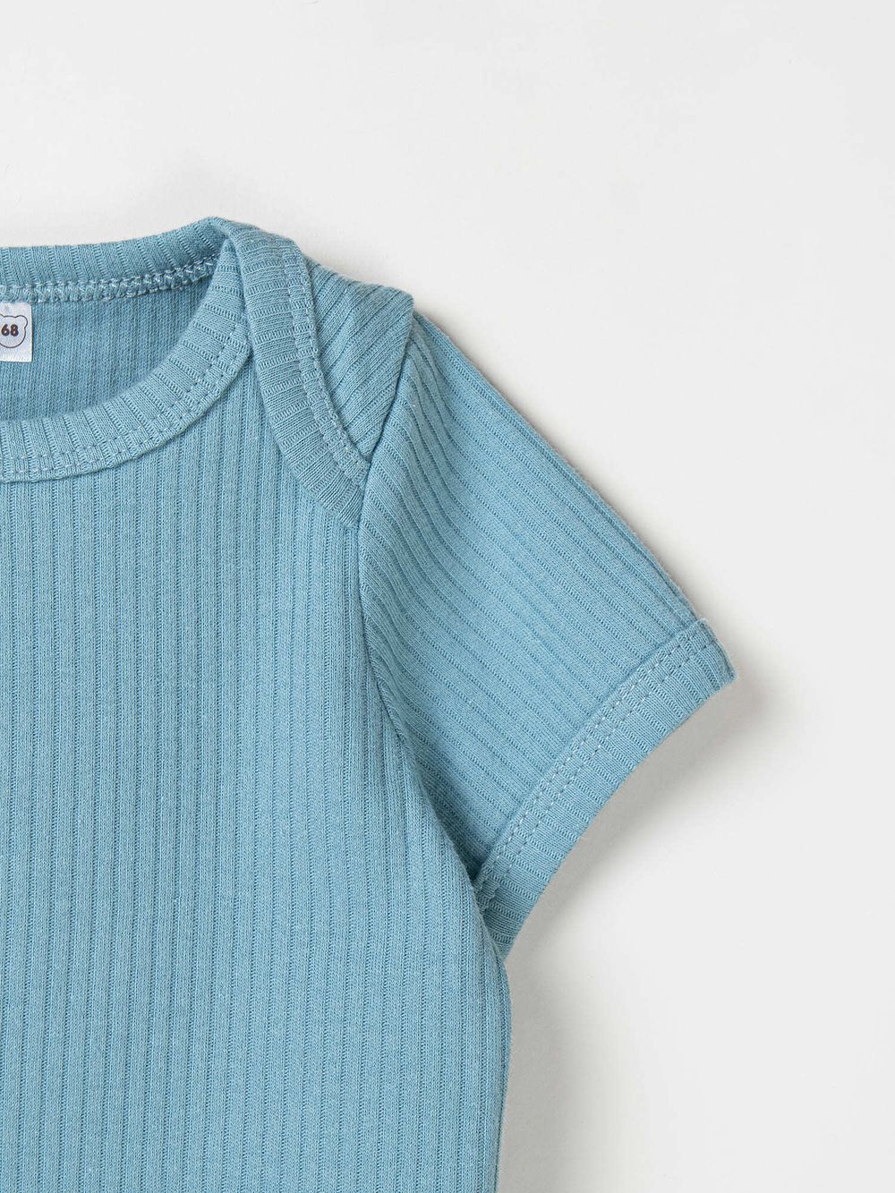 Боди с коротким рукавом "Деним" из хлопка в рубчик 0+