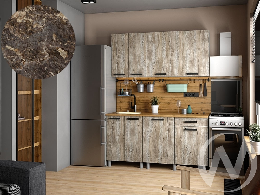 Кухня Элиана 1.6м (корпус белый/дуб юкон) 38мм королевский опал