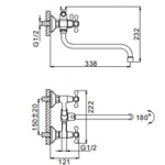 Смеситель для ванны и раковины 1/2 кер F2227-2 FRAP картридж перекл, S излив, хром, латунь