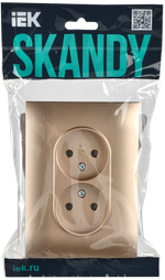 SKANDY Розетка 2-местная без заземления без защитных шторок 10А в сборе SK-R10Sa песочный IEK