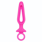 Розовая силиконовая пробка с прорезью Silicone Groove Probe - 10,25 см. (Цвет: розовый)