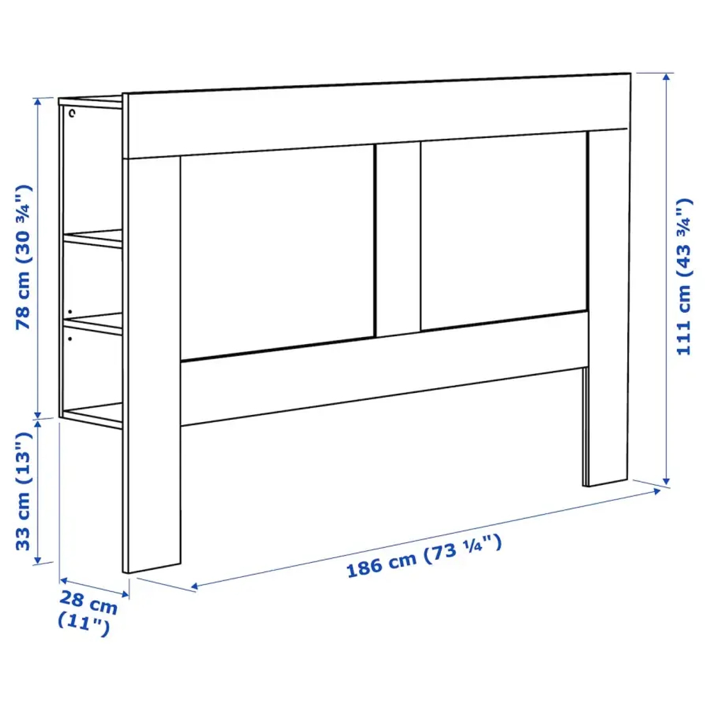 Изголовье кровати с полкой - IKEA BRIMNES/БРИМНЭС/БРИМНЕС ИКЕА, 180 см, белый