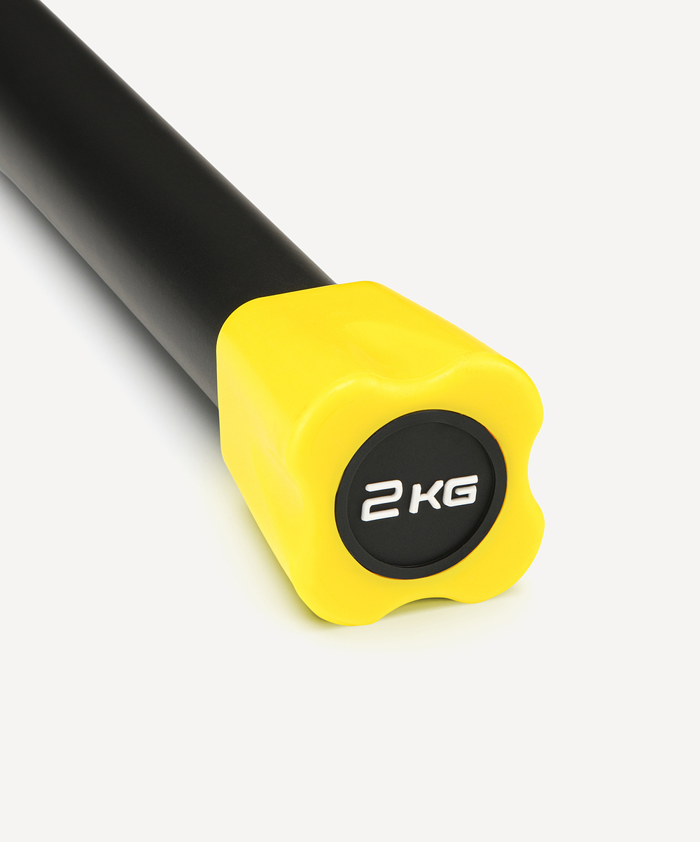 Бодибар BB-301, 2 кг, неопреновый, черный/желтый