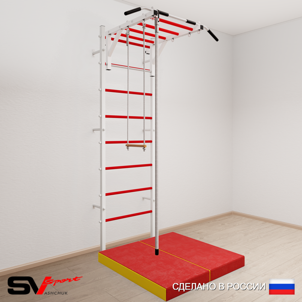Шведская стенка Sv Sport 5354 (Турник рукоход/Канат/Трапеция/Мат 1м)