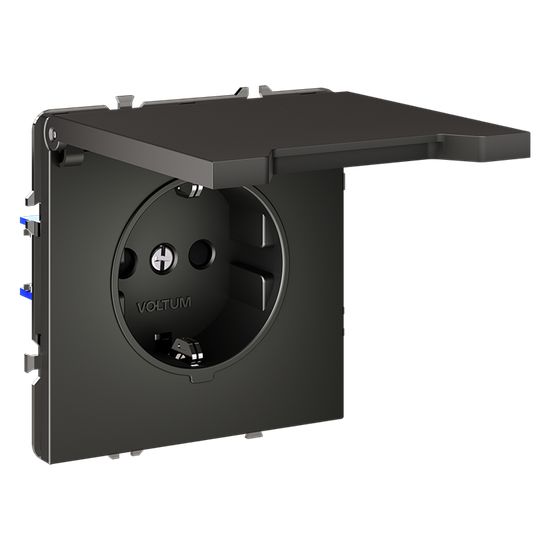 Розетка встраиваемая VOLTUM S70 с заземлением, защитными шторками и крышкой 16А, (титан)