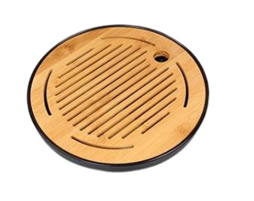 243050 Чабань "Круглая" h=4,5см, d=25,5см, бамбук/пластик натуральный/черный