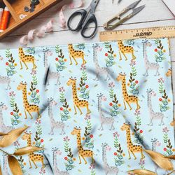 Ткань флис детский рисунок жирафа