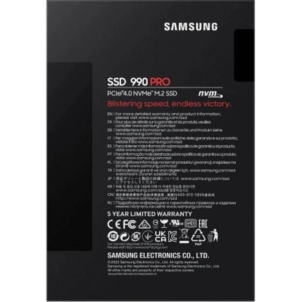 Накопитель SSD Samsung M.2 4.0Tb 990 PRO Series [MZ-V9P4T0BW] PCI-E DDR4
