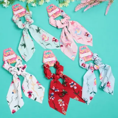 Резинка для волос «Harizma - Monica», микс 5 цветов, d-8см, длина ленты 18см