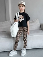 Костюм для девочки осенний футболка и леггинсы