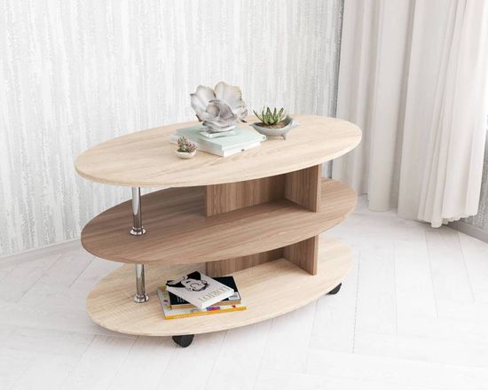 Стол журнальный КОНСУЛ-4 ясень шимо / дуб сонома