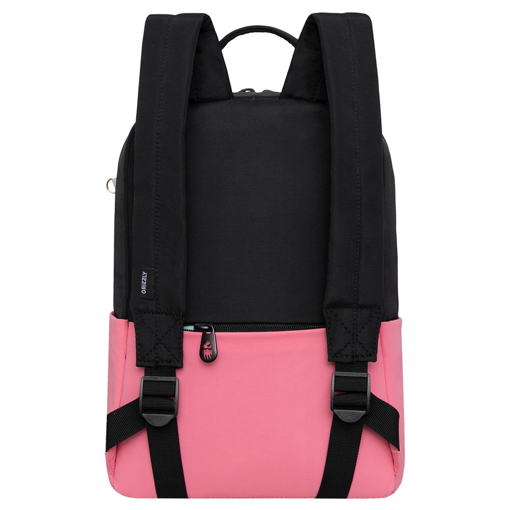 Рюкзак Grizzly, 24*34*12см, 1 отделение, 4 кармана, укрепленная спинка, черный-розовый