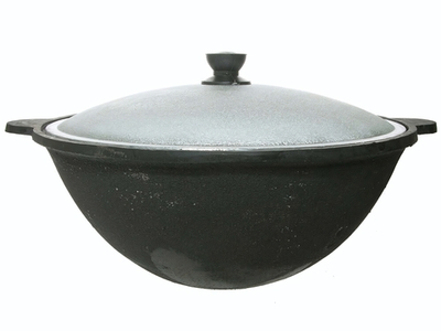 Казан 12л узбекский чугунный с алюминиевой крышкой круглое дно (г.Наманган)