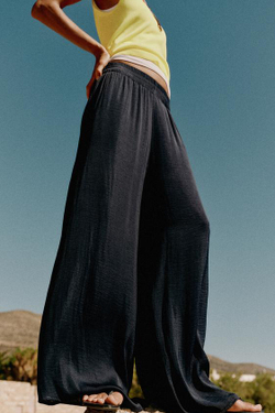 ZARA ШИРОКИЕ СТРУЯЩИЕСЯ БРЮКИ, ЦВЕТ НОЧНОГО НЕБА