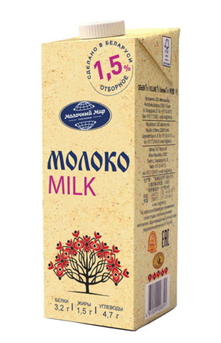 Молоко 1,5% 1л. Молочный мир